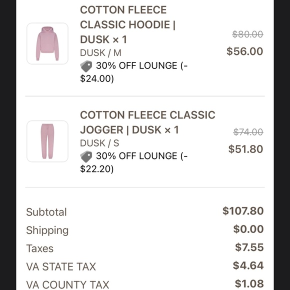 Skims cotton fleece sweatshirt and sweatpants. Dusk color - Picture 7 of 7